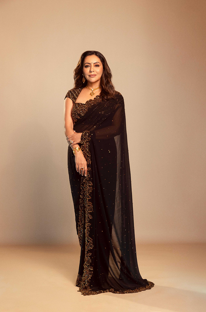 Gauri Khan in our Black Georgette Saree Set