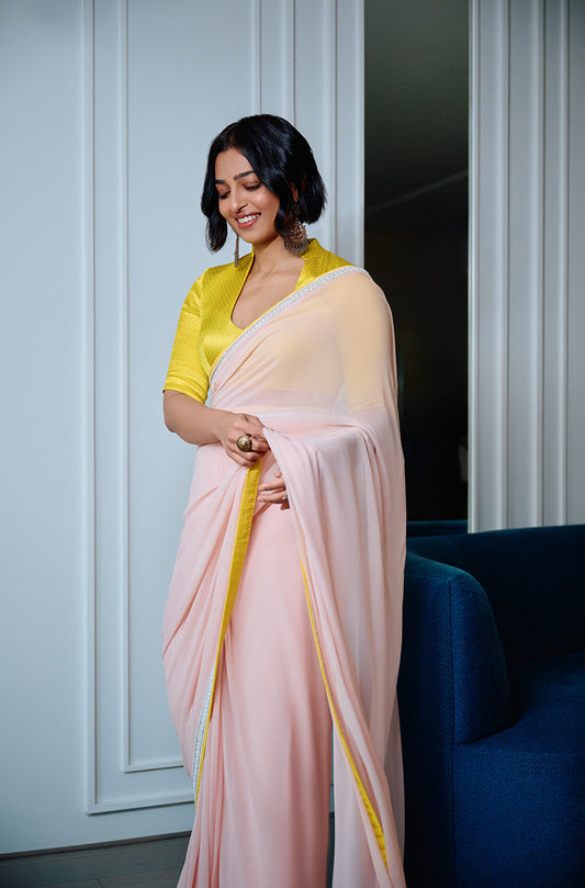 Radhika Apte in our Light Pink Georgette Saree Set