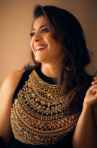 Kajol Devgan in our Noir Bejewelled Stitched Saree Set