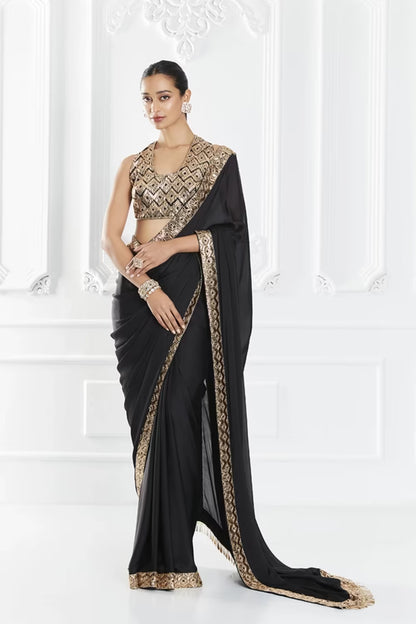 Black Taban Embellished Saree Set