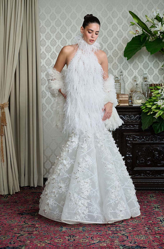 Ivory Lace with 3D Flowers Crinoline Skirt Set