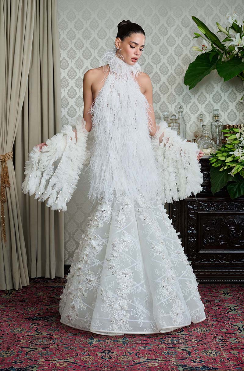 Ivory Lace with 3D Flowers Crinoline Skirt Set