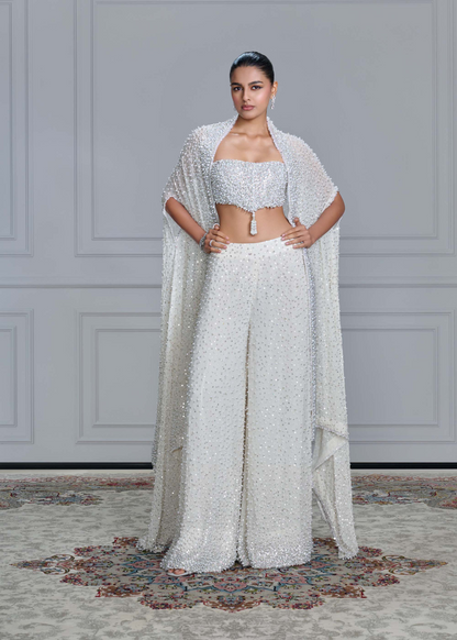 Ivory Pearl & Sequin Embroidered Pant Set