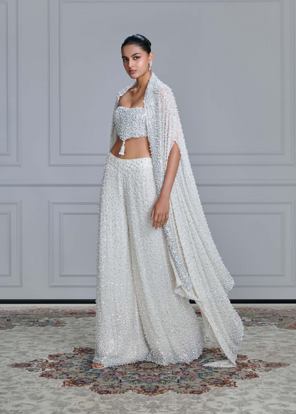 Ivory Pearl & Sequin Embroidered Pant Set