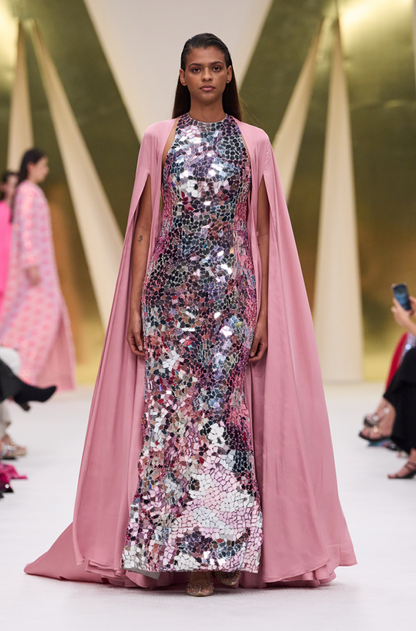 Pink Acrylic Halter Neck Dress