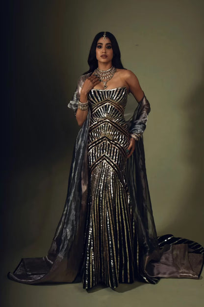 Janhvi Kapoor in our Noir Gown Set