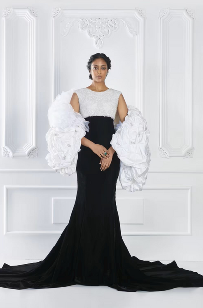 Black Encrusted Velvet Gown