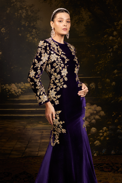 Deep Aubergine Velvet Gown