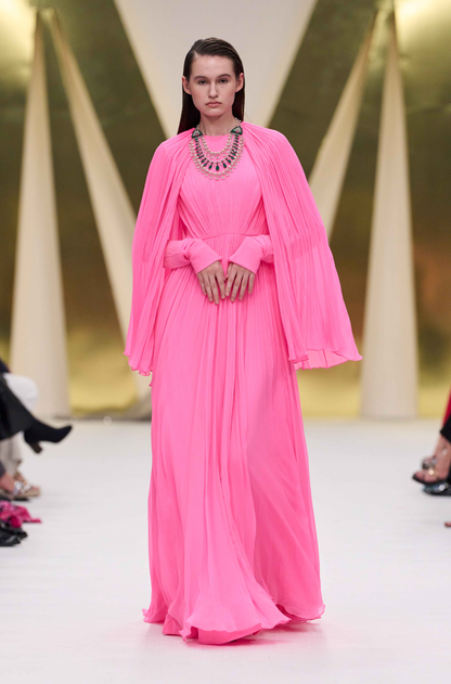 Pink Gathered Drape Gown