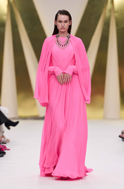 Pink Gathered Drape Gown