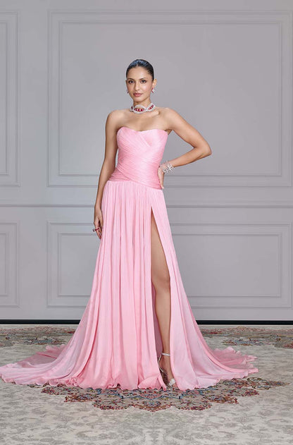 Soft Pink Textured Corset Gown