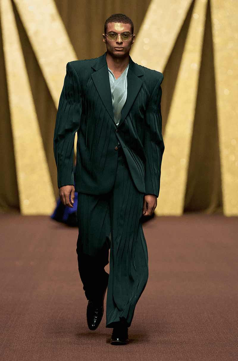 Emerald Green Pleat Blazer Set