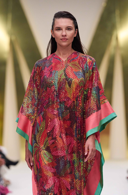 Multicolour Floral Sequin Kaftan