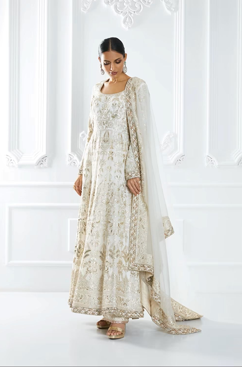 Ivory Embroidered Anarkali Set