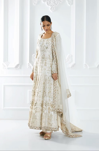 Ivory Embroidered Anarkali Set