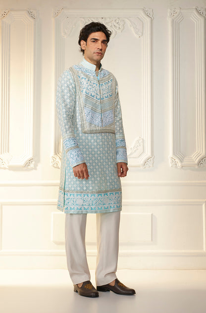 Light Blue Threadwork Kurta Set