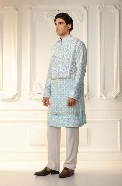 Light Blue Threadwork Kurta Set