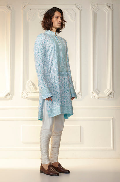 Powder Blue Threadwork Embroidered Kurta Set