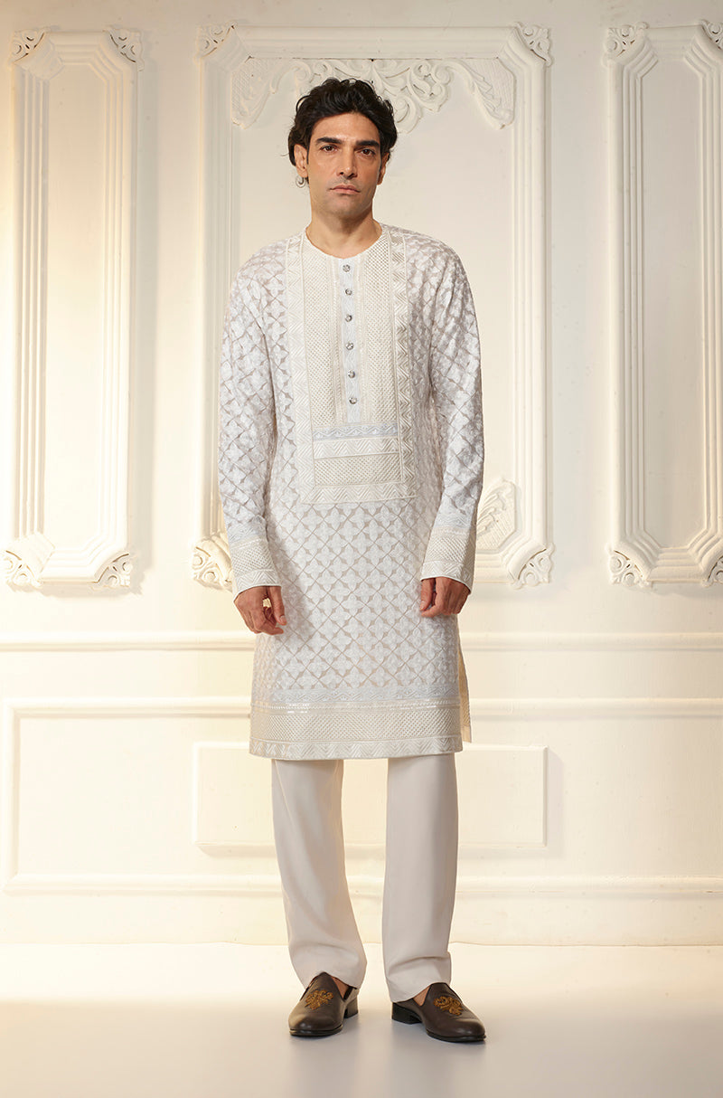 Ivory Threadwork Kurta Set