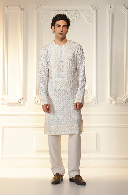 Ivory Threadwork Kurta Set