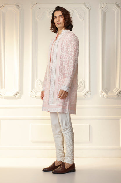 Light Pink & Ivory Threadwork Kurta Set