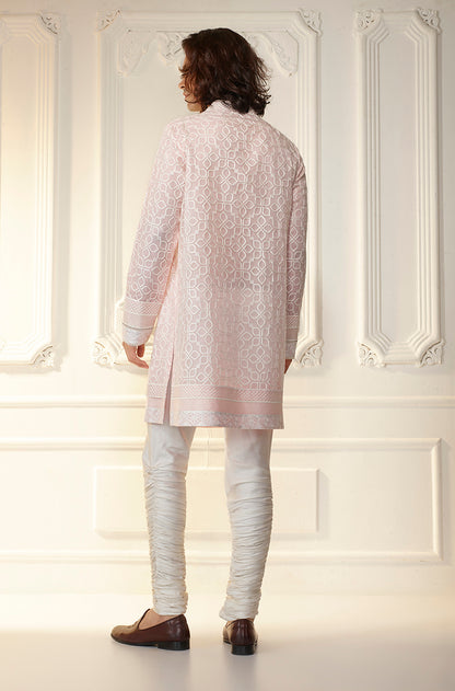 Light Pink & Ivory Threadwork Kurta Set