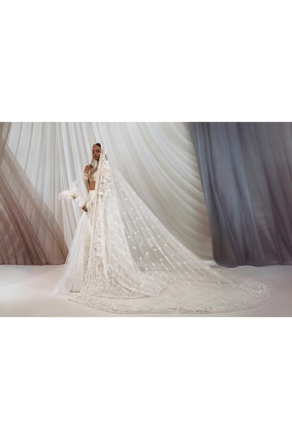 Ivory Mijwan Chikankari Embroidered Lehenga Set