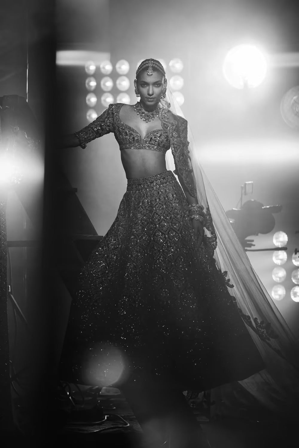 Deep Violet Velvet Embroidered Lehenga Set