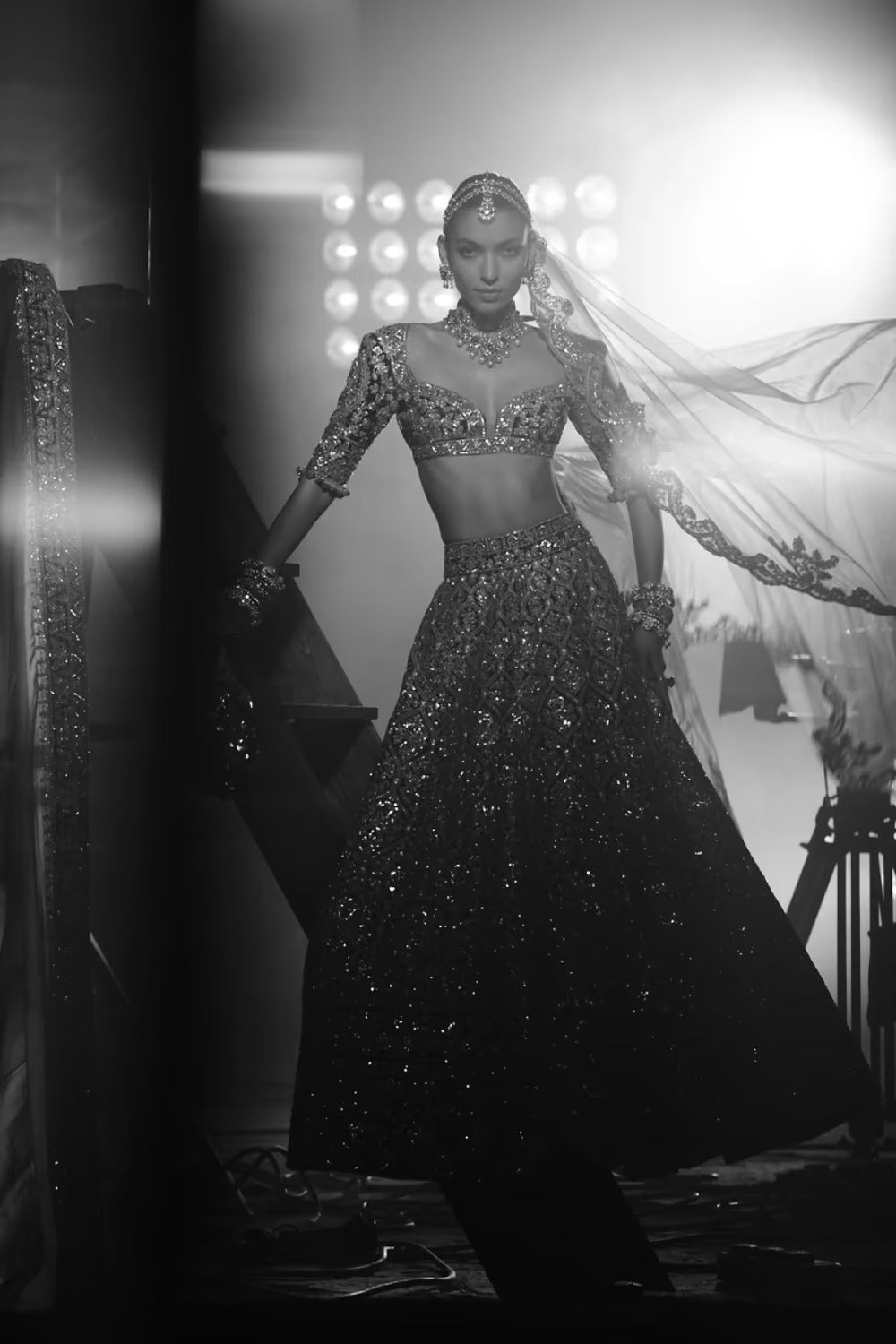 Deep Violet Velvet Embroidered Lehenga Set