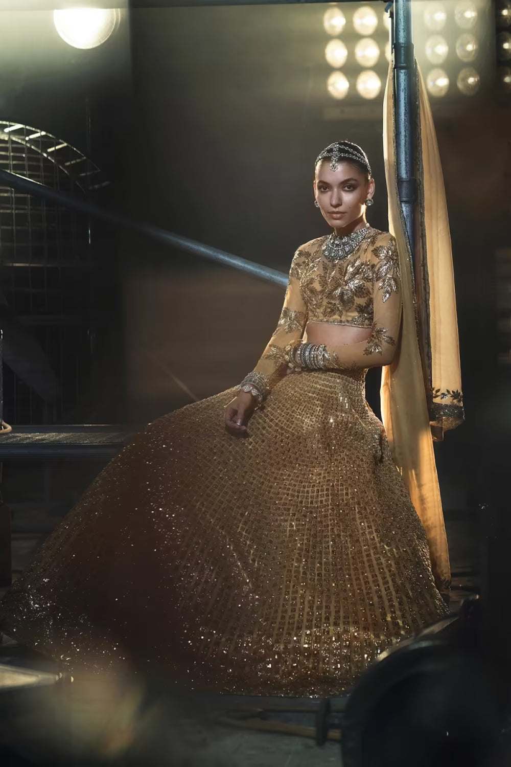 Gold Square Embroidered Lehenga Set