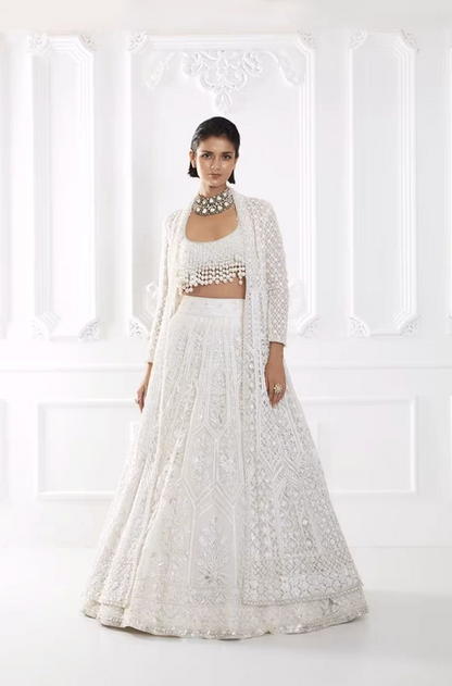 Ivory Kashmiri Embroidered Lehenga Set