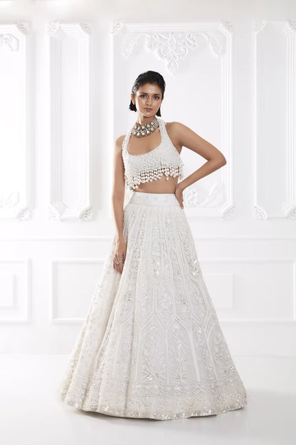 Ivory Kashmiri Embroidered Lehenga Set