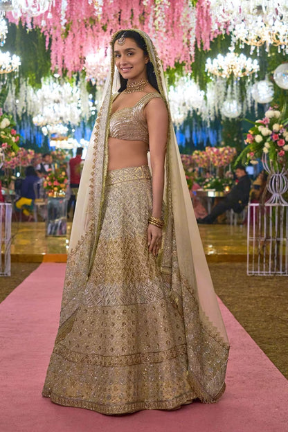 Shraddha Kapoor in our Fawn Embroidered Lehenga Set