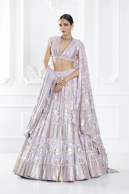 Lilac Embroidered Lehenga Set