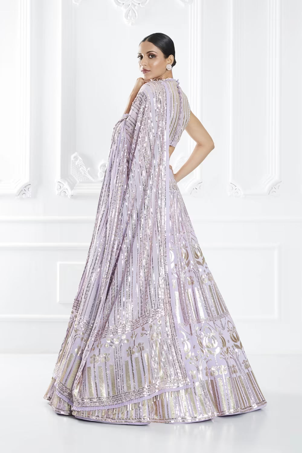 Lilac Embroidered Lehenga Set