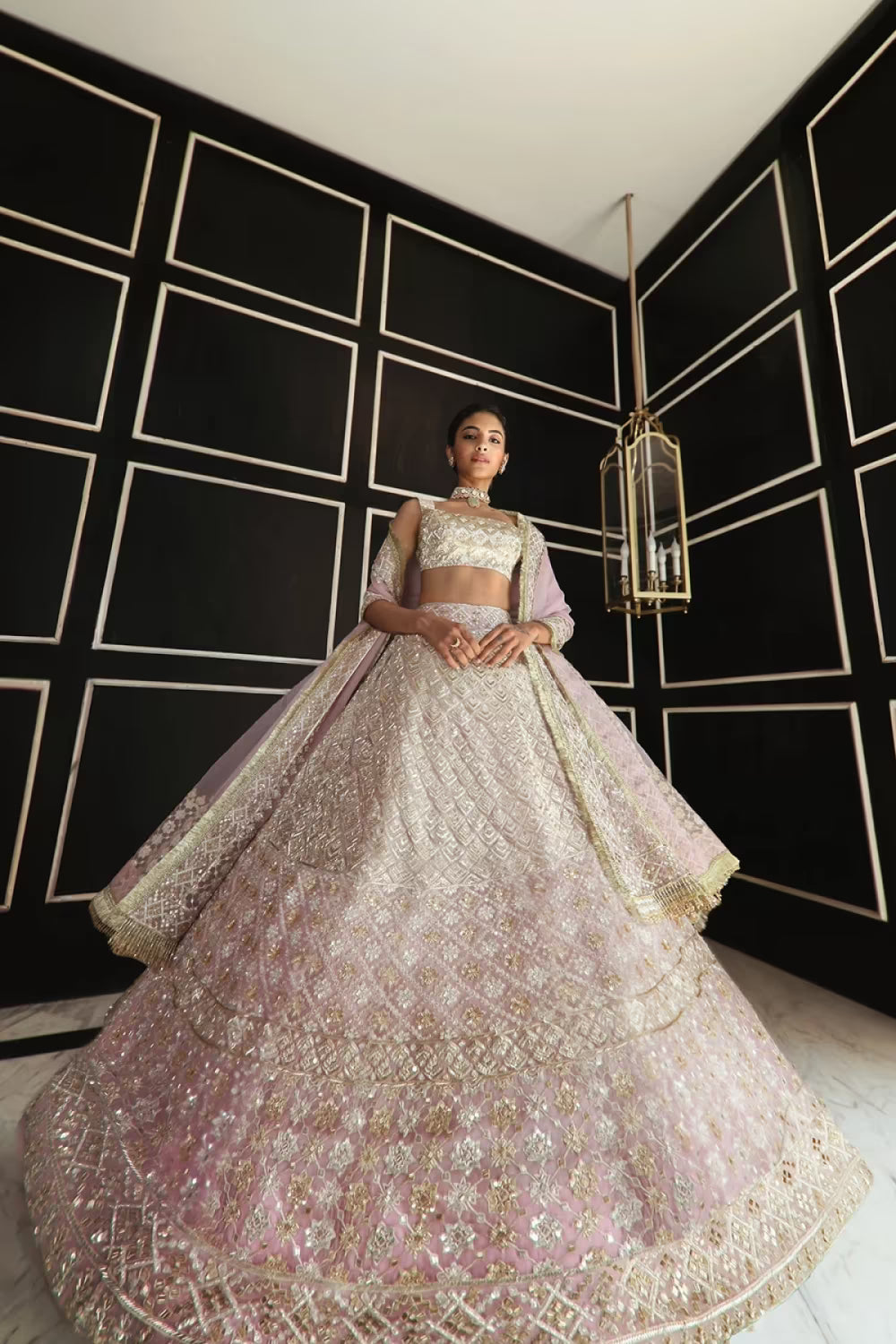 Lavender Embroidered Lehenga Set