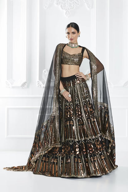 Black Embellished Lehenga Set