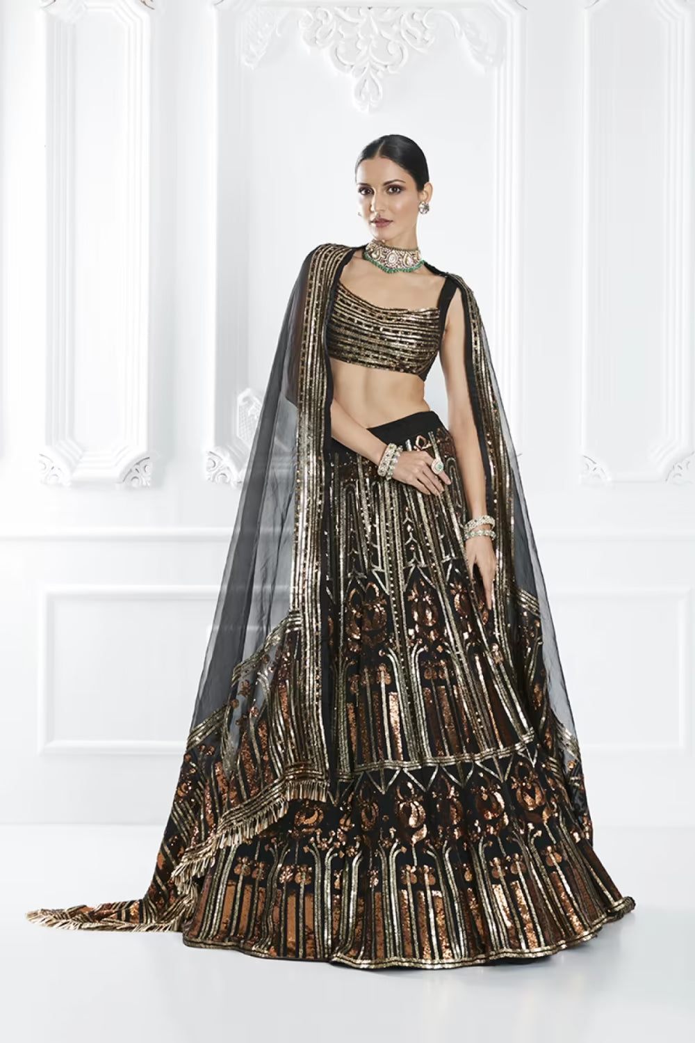 Black Embellished Lehenga Set