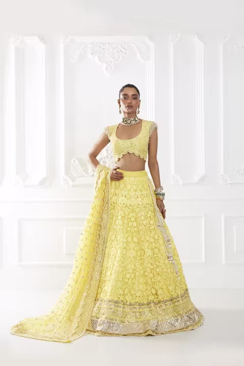 Yellow Embroidered Lehenga Set