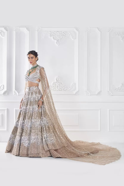 Oyster Badla Embroidered Lehenga Set