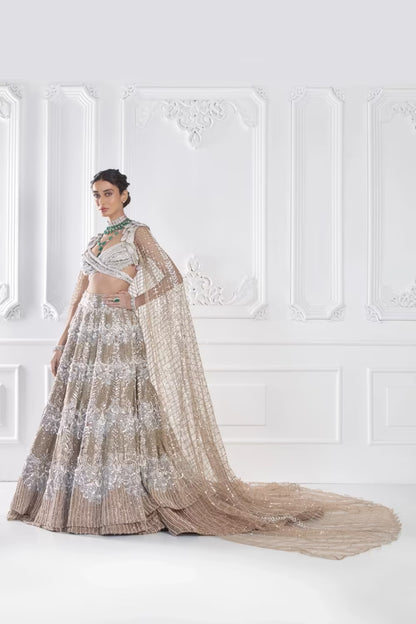 Oyster Badla Embroidered Lehenga Set