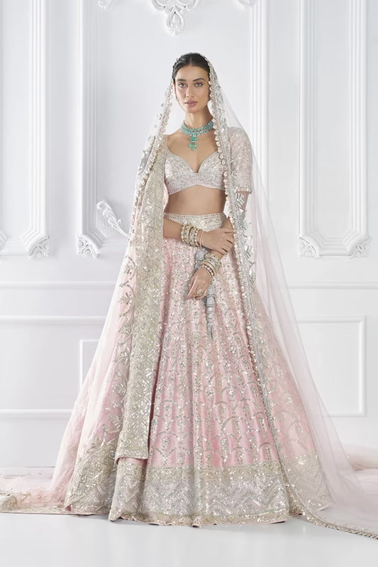Pink Scalloped Embroidered Lehenga Set