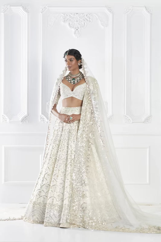 Ivory Scallop Embroidered Lehenga Set