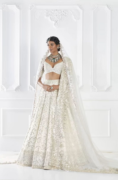 Ivory Scallop Embroidered Lehenga Set
