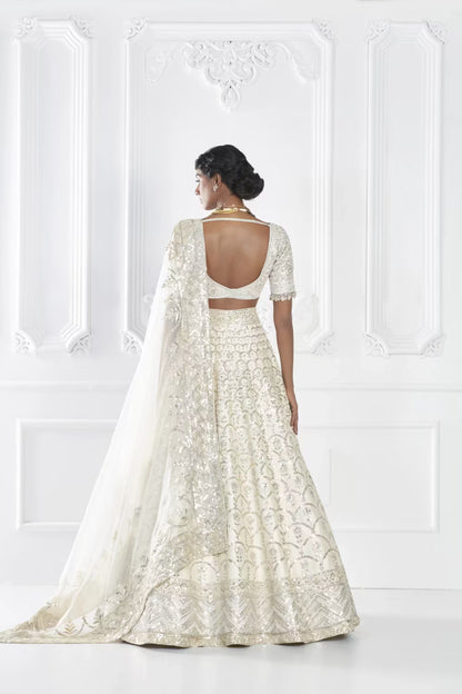 Ivory Scallop Embroidered Lehenga Set