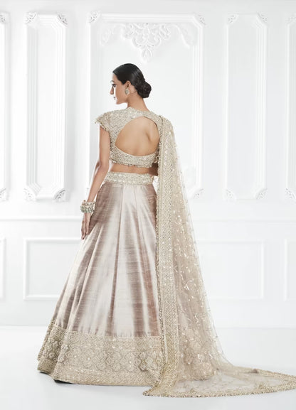 Oyster Embroidered Lehenga Set