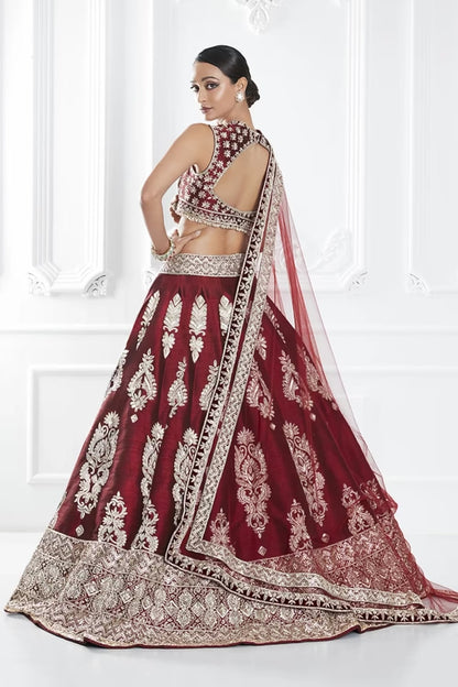 Maroon Embroidered Lehenga Set