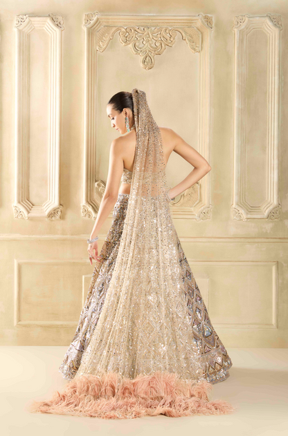 Gold Geometric Embroidered Lehenga Set