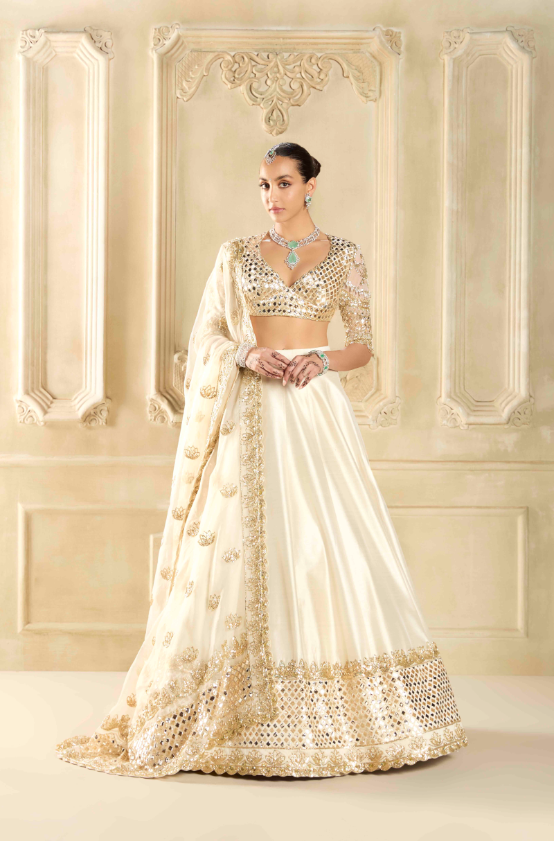 Lotus Bloom Ivory Embroidered Lehenga Set