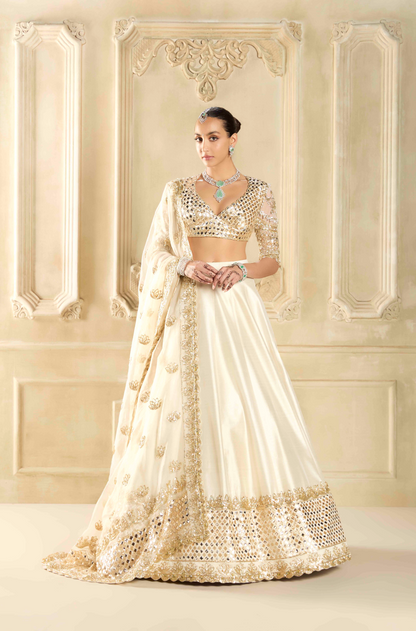 Lotus Bloom Ivory Embroidered Lehenga Set